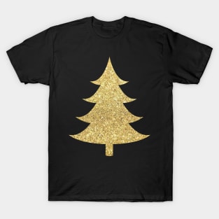 Minimalistic Gold Faux Glitter Christmas Tree T-Shirt